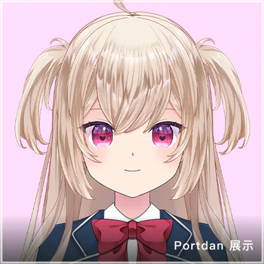 Komugi 校服造型角色头像,图片带 Portdan 展示标记